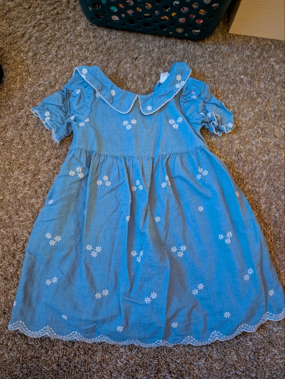 Cat & Jack Light Blue Embroidered Floral Dress